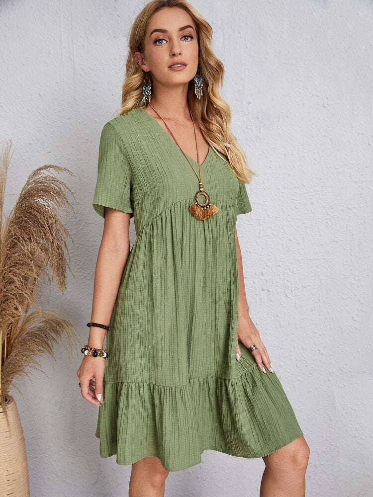 🔥GROßER SALE 49 % RABATT🔥🔥Loose lässige Krawatte Taille fließenden Kleid