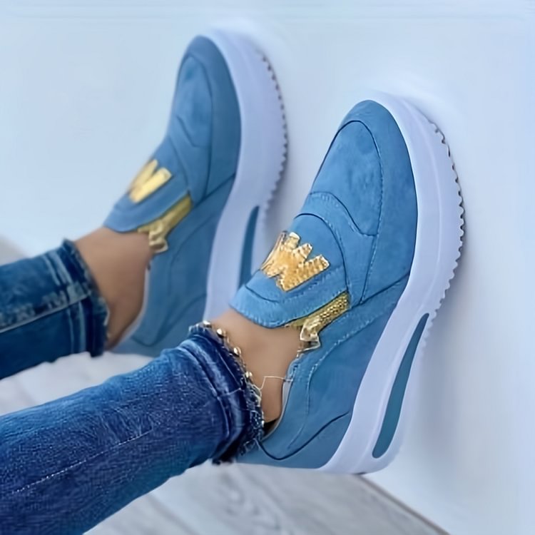 🌞Frühlingserwachen: 50% Rabatt!✨Orthopädische Damensneaker mit Plateau-Sohle – 3-Fußgewölbe-Unterstützung, Atmungsaktiv & Rutschfest, Stylisch mit Gold-Details für Ganztägigen Komfort