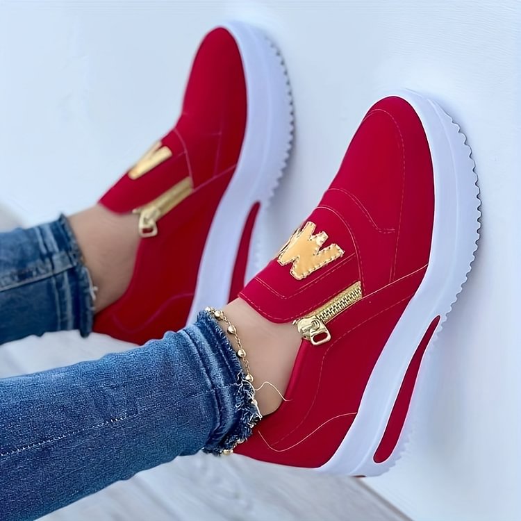 🌞Frühlingserwachen: 50% Rabatt!✨Orthopädische Damensneaker mit Plateau-Sohle – 3-Fußgewölbe-Unterstützung, Atmungsaktiv & Rutschfest, Stylisch mit Gold-Details für Ganztägigen Komfort