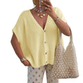 🌞Frühlingserwachen: 50% Rabatt!🦋Damen Leichte Kurzarm Strickjacke – Fledermausärmel & V-Ausschnitt, Vielseitig für Frühling & Herbst