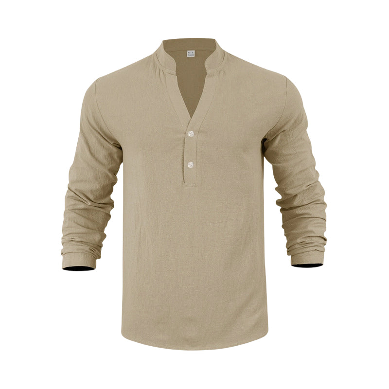 🌞Frühlingserwachen: 50% Rabatt!🔥Herren Henley aus Leinen-Mix – Atmungsaktiv, Bügelfrei & Zeitlos Elegant